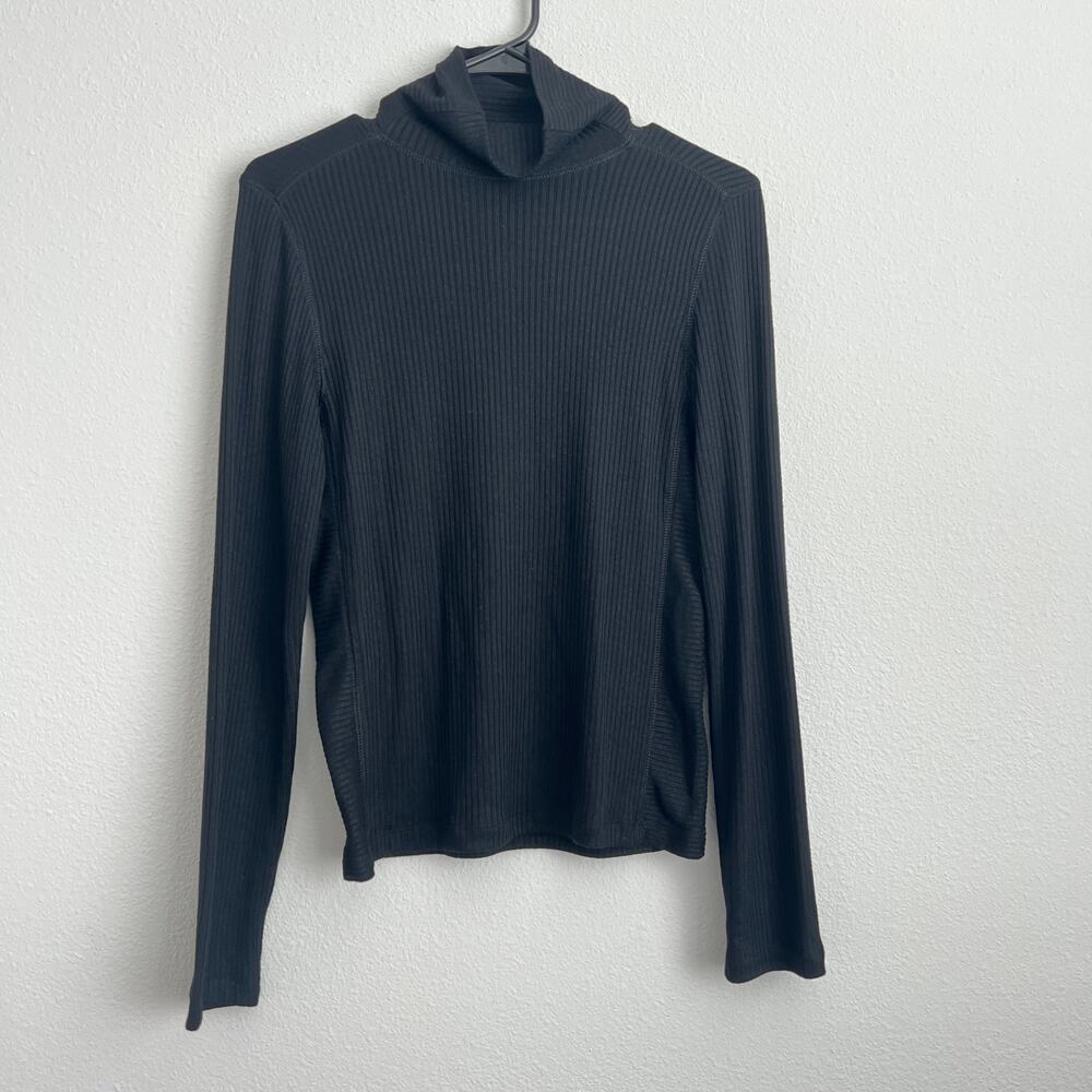 Madewell Ribbed Turtleneck Long Sleeve Shirt Small Black NY294